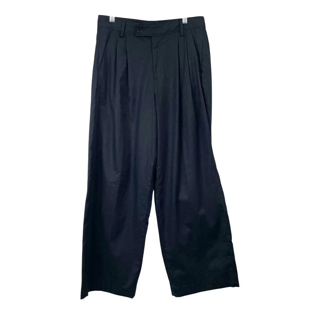 NEW Banana Republic linen‎ blend wide leg pleated pants Size 8P Petite black